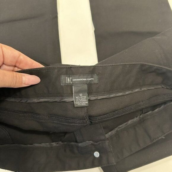 INC International Concepts Women SZ 12 Black Slim Leg Business Casual Dress Pant - Picture 3 of 10